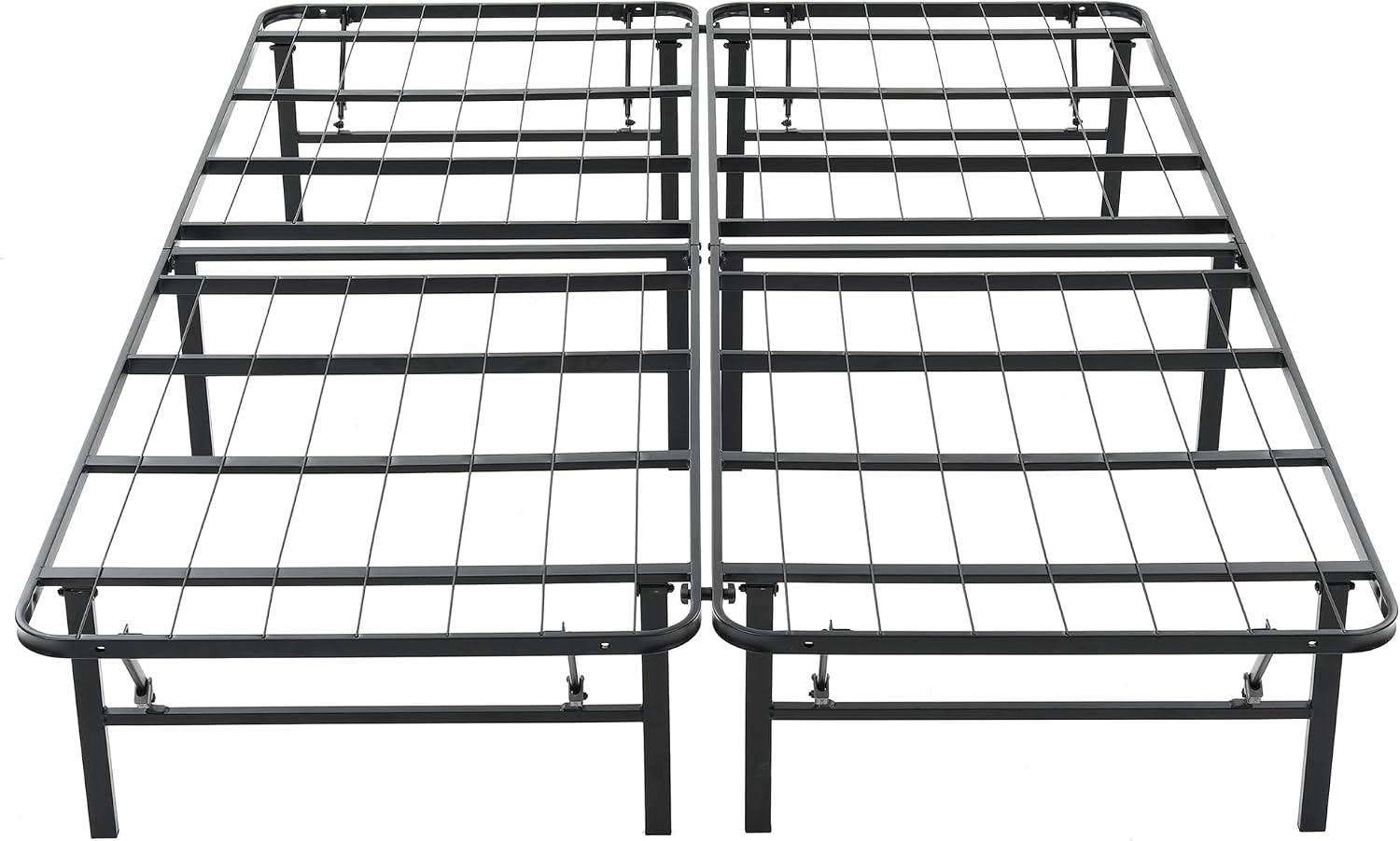 Hercules Folding Metal Bed Frame, 14' Platform Mattress Foundation, No Box Spring Needed, Queen