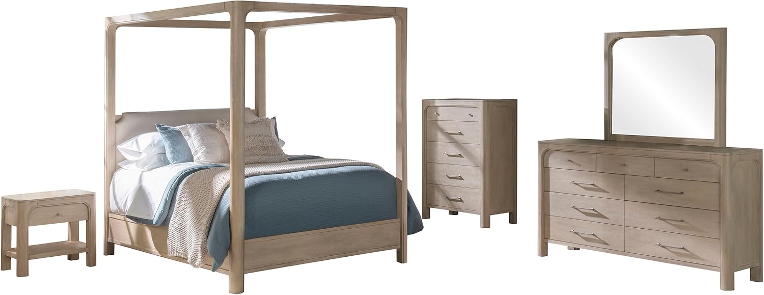 Coaster Home Furnishings - Solano - Wood - 5-Piece Bedroom Set with Arched Frame, Dual USB Ports and Upholstered Headboard - Bedroom - California King Size - Weathered Mango - 222520KW-S5