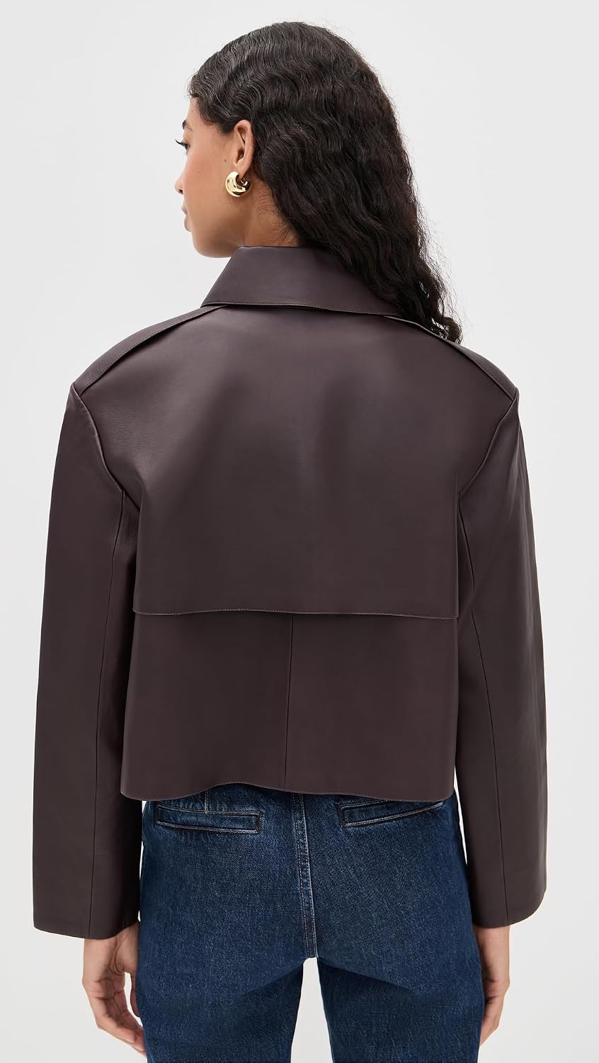 Theory Women's Crop Leather Trench Coat