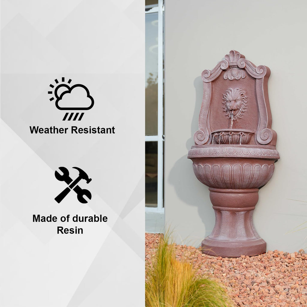XBrand 52.4' Sandstone Lion Head Floor Fountain