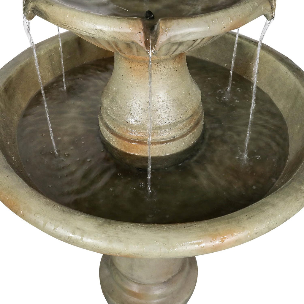 SunJet 51.5' High 3-Tiers Modern Concrete Outdoor Water Fountain - Round Large Outdoor Fountains and Waterfalls for Garden, Patio, Yard, and Deck Decor, Featuring Natural Stone Look