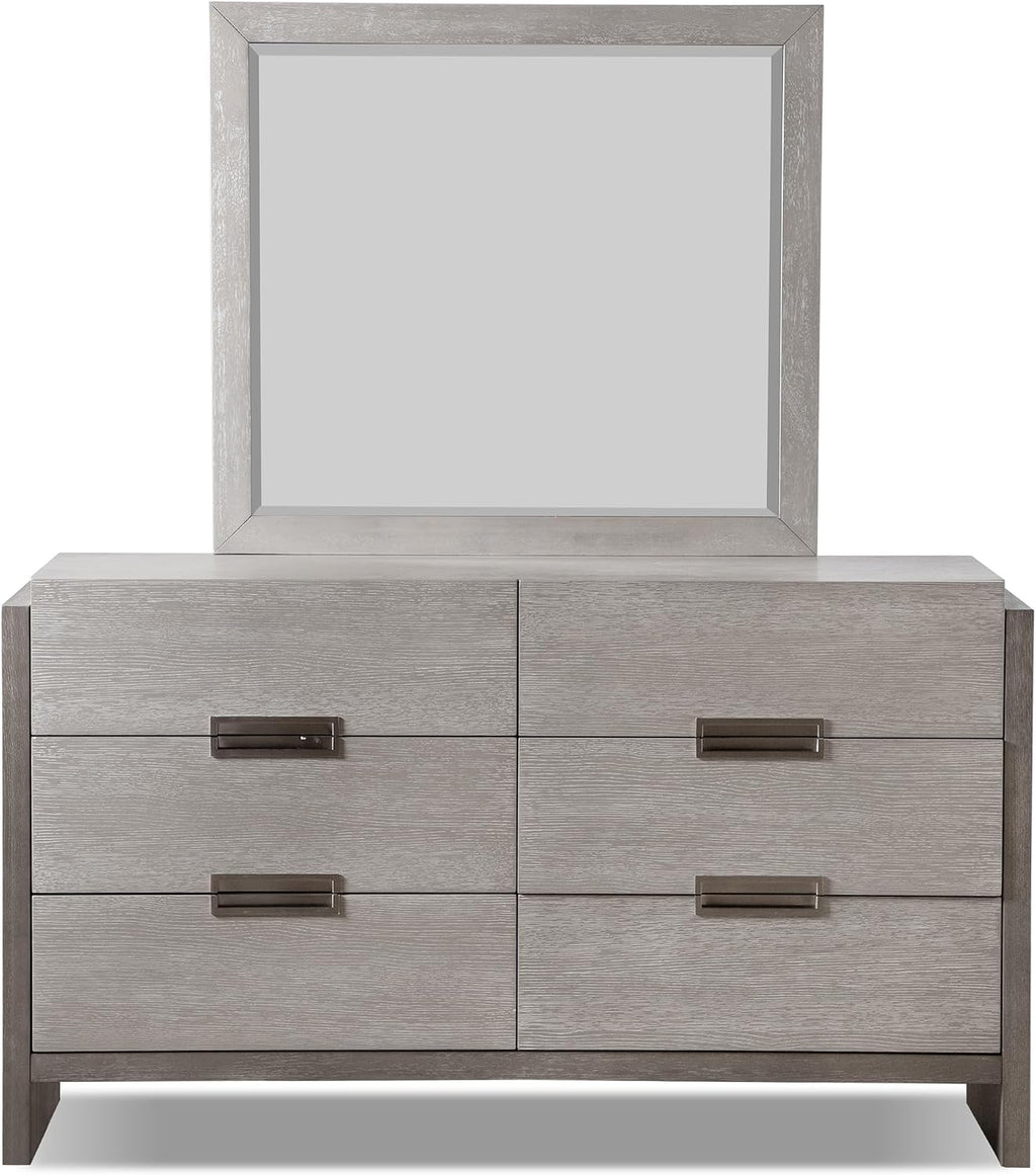Furniture of America Burnett Solid Wood 5-Piece Bedroom Set, Queen-Size Bed with Padded Headboard, Felt-Lined Top Drawer, Stability and Durability Frame, Box Spring Required, Gray