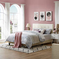 Modway Melanie Performance Velvet Upholstered Tufted Full Platform Bed in Ivory