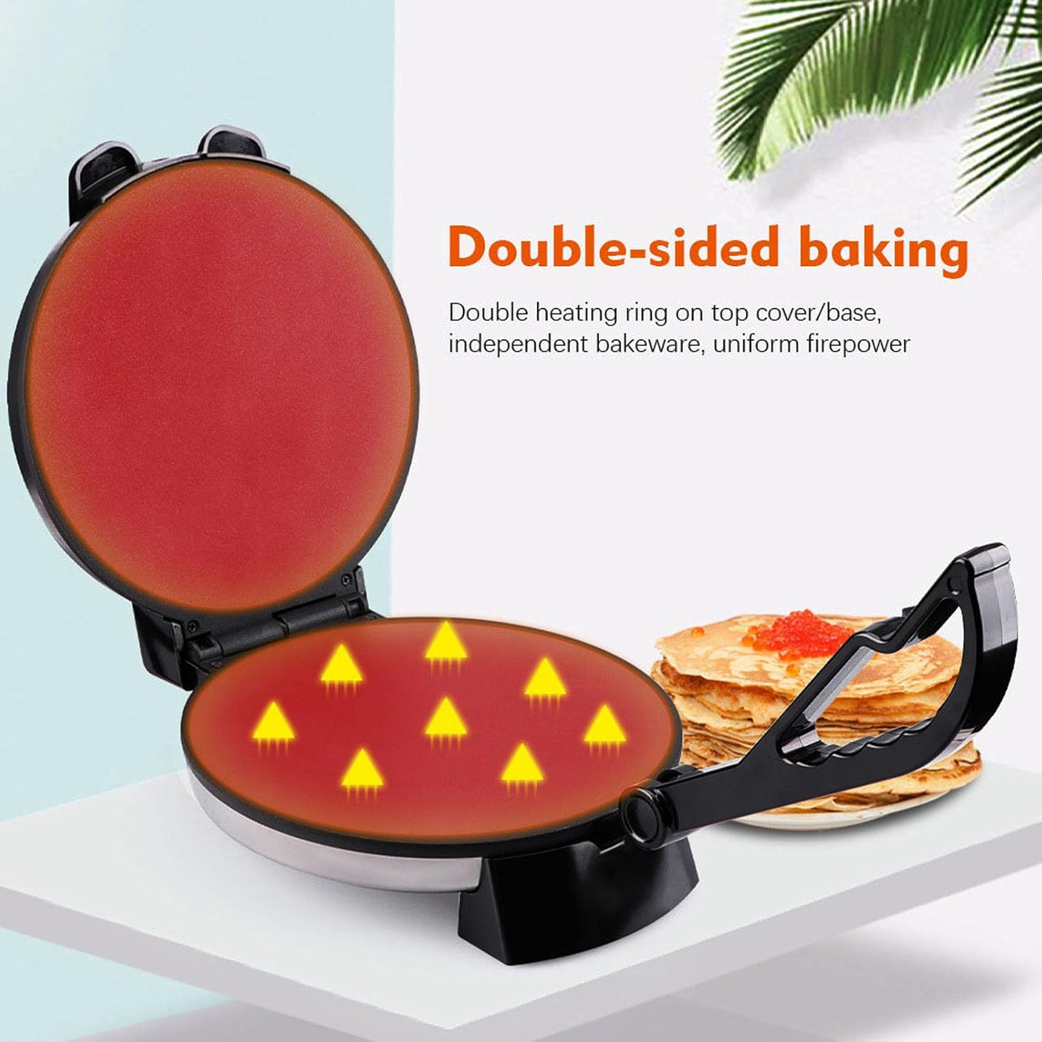 Electric Roti Maker Double-Sided Heating, 10-Inch Non-Stick Chapati & Tortilla Machine with Adjustable Temperature for Pizza, Pita, Quesadillas & Mor