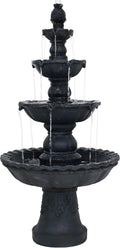 Sunnydaze Pineapple 52-Inch 4-Tier Outdoor Water Fountain - Tall Outdoor Fountain for Garden, Patio or Yard - Black