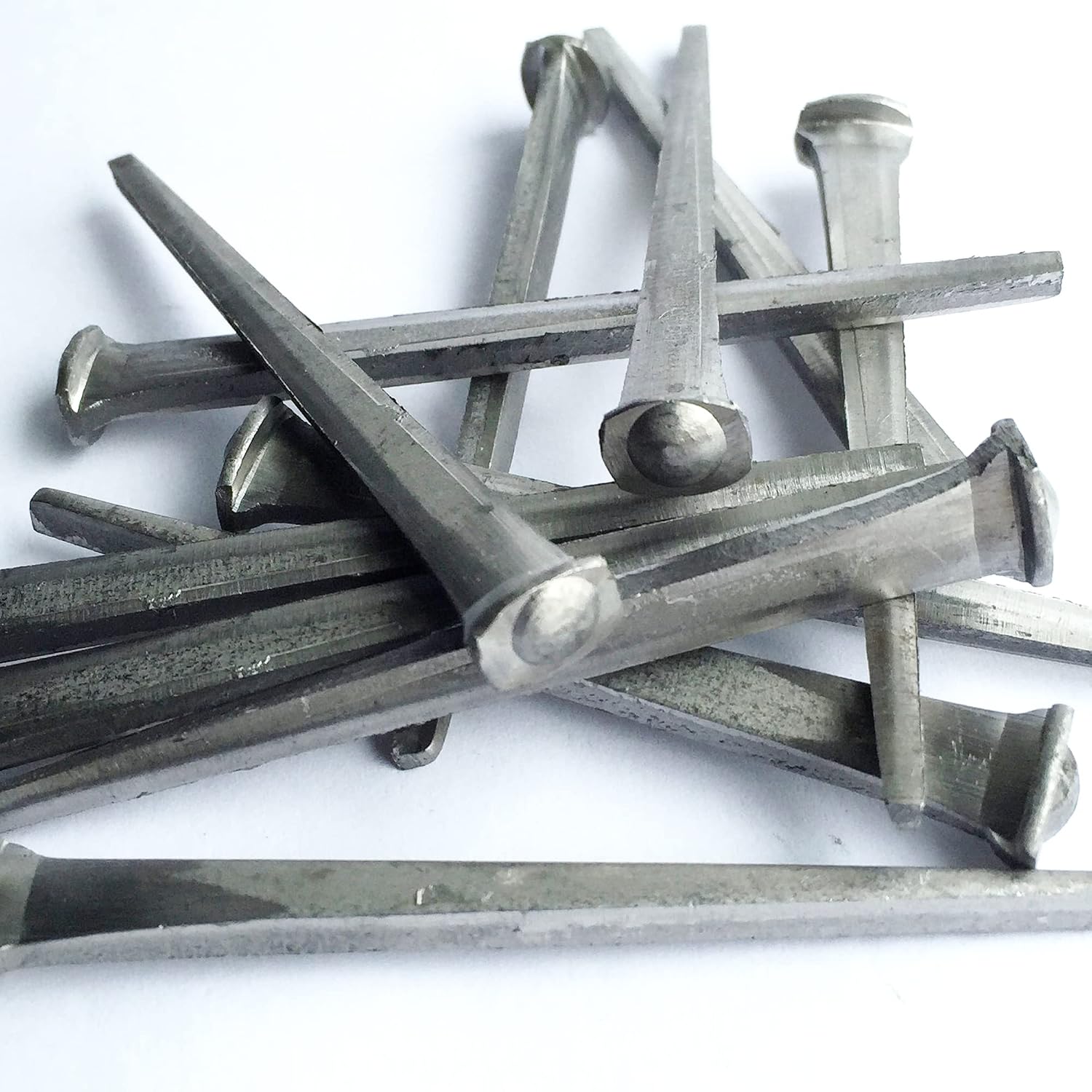 2.5'- COMMON ROSE HEAD Nails - Metallic Color - Antique rustic restoration accent nails for hanging, furniture, cabins, shutters, flooring – Decorative clavos nails – Distinct SQUARE HEAD Nail 2.5 in