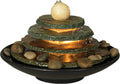 Pyramid 10' High Small Zen Modern Indoor Decor Slate Stone Tabletop Fountain with Light Waterfall Feng Shui Ball Rock Water Feature for Desk Relaxation Bedroom Living Room Countertop - John Timberland