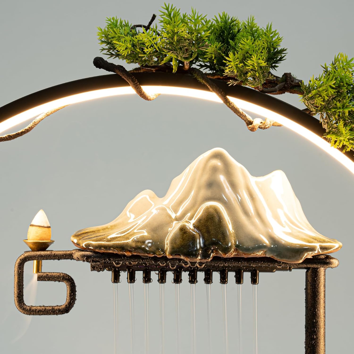 Indoor Tabletop Waterfall Ornament, Rockery Stream Tabletop Fountain, Waterfall Fountain Ornament for Home Office Decor or Home Office Bedroom Decoration