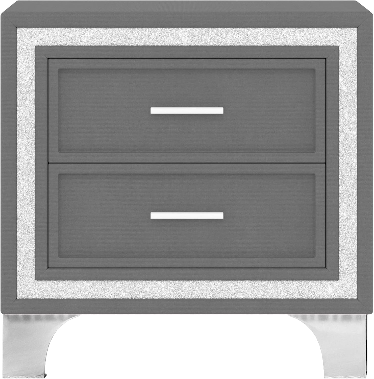 GDFStudio Homay 3-Piece Bedroom Sets, Queen Size Upholstered Platform Bed with Two Nightstands, Upholstered Velvet Bed Frame, Adjustable Headboard, Slat Support, No Spring Box Needed, 44-46'' H, Gray