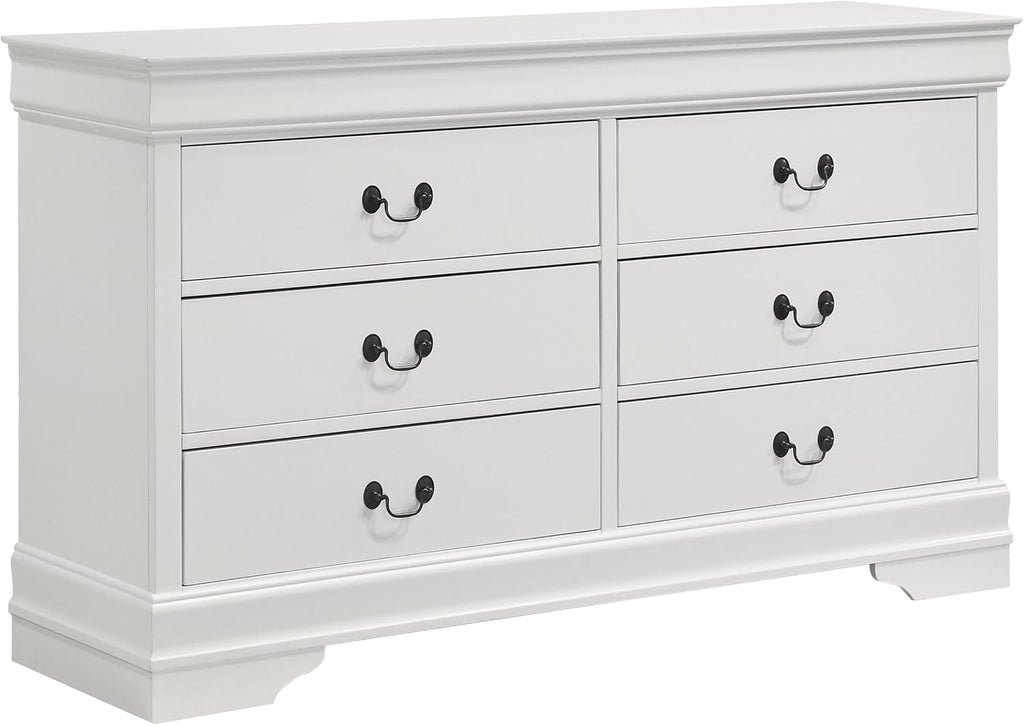 Coaster Home Furnishings Louis Philippe Traditional 5-Piece Bedroom Set Queen Size Sleigh Bed Frame 47-inch Headboard White 202441Q-S5