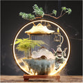 Ceramics Indoor Water Fountains Home Lucky Circulation Flowing Water Ornament Living Room Desktop Office Fountain with Mist and Backflow Incense Holder (Color : A)