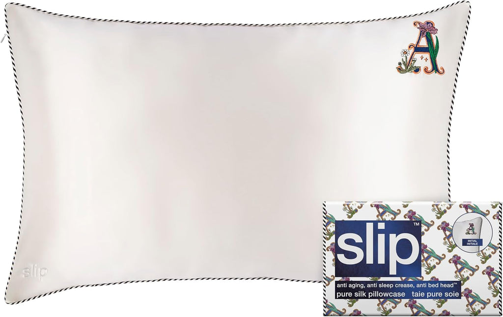 slip The Original Queen Pure Silk Pillow Case - 100% Pure 22 Momme Mulberry Silk - Queen Standard Size - Anti-Aging, Anti-BedHead, Anti-Sleep Crease, Initial Collection: Letter A (20' x 30')