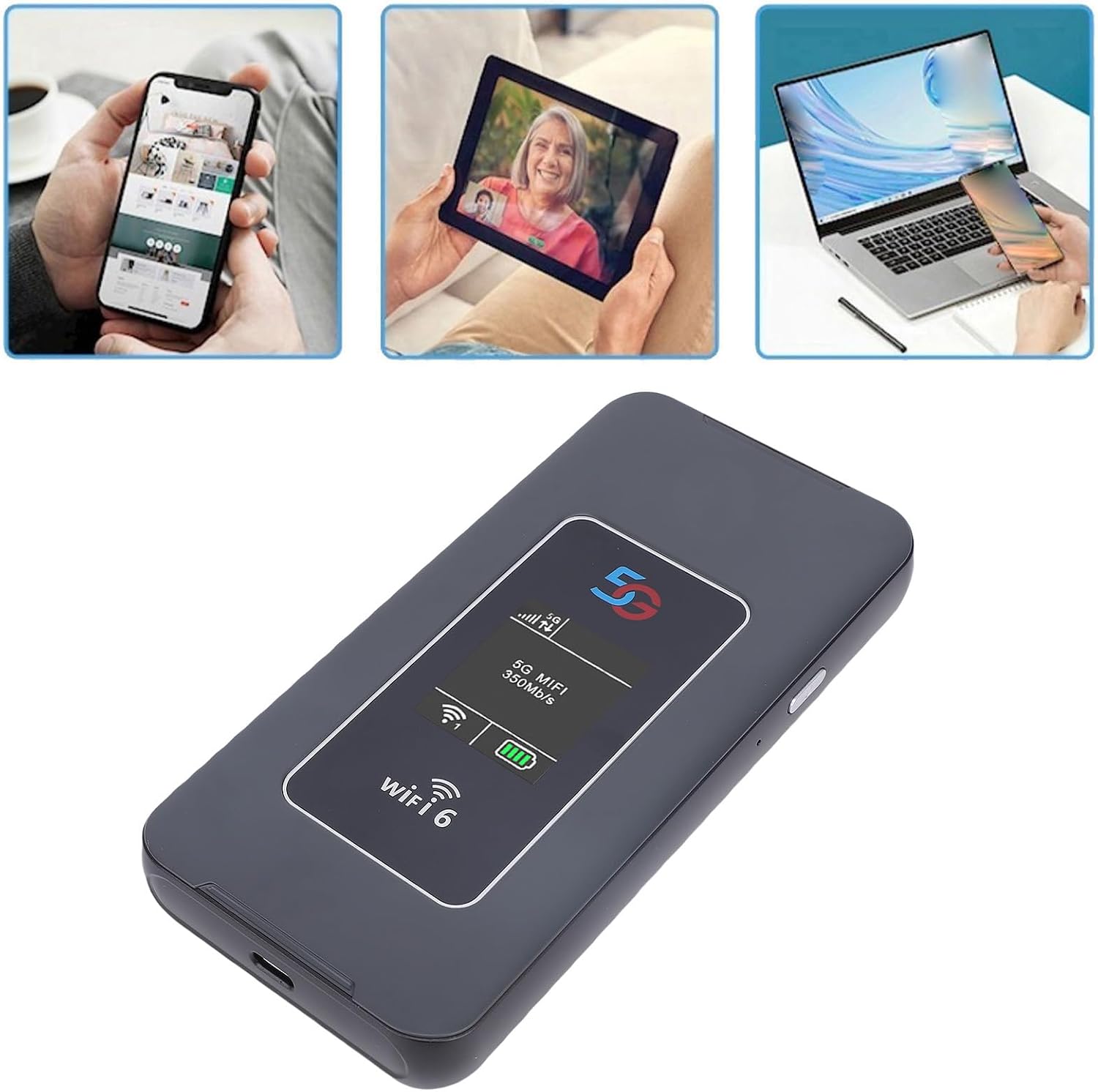 Zunate Portable 5G WiFi 6 Hotspot Router, Ultra Fast 2.77Gbps Download, 8000mAh Battery, Connects 32 Devices, Global Bands Support, IP67 Rugged for Travel Business