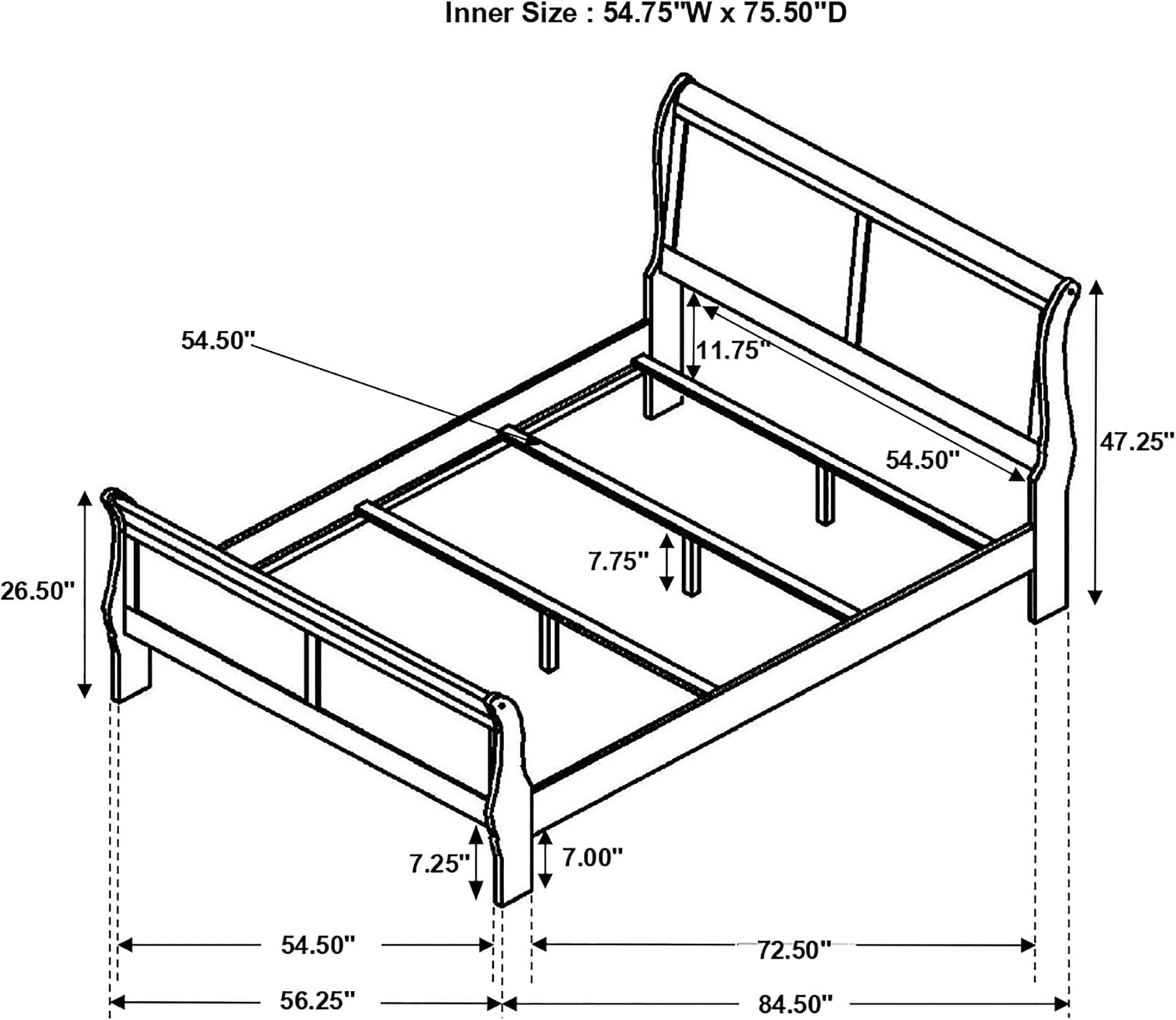 Coaster Home Furnishings Louis Philippe 4-piece Bedroom Set Full Size Traditional Wooden Sleigh Bed Frame 47-Inch Panel Headboard Nightstand Dresser and Mirror Cappuccino Brown 202411F-S4
