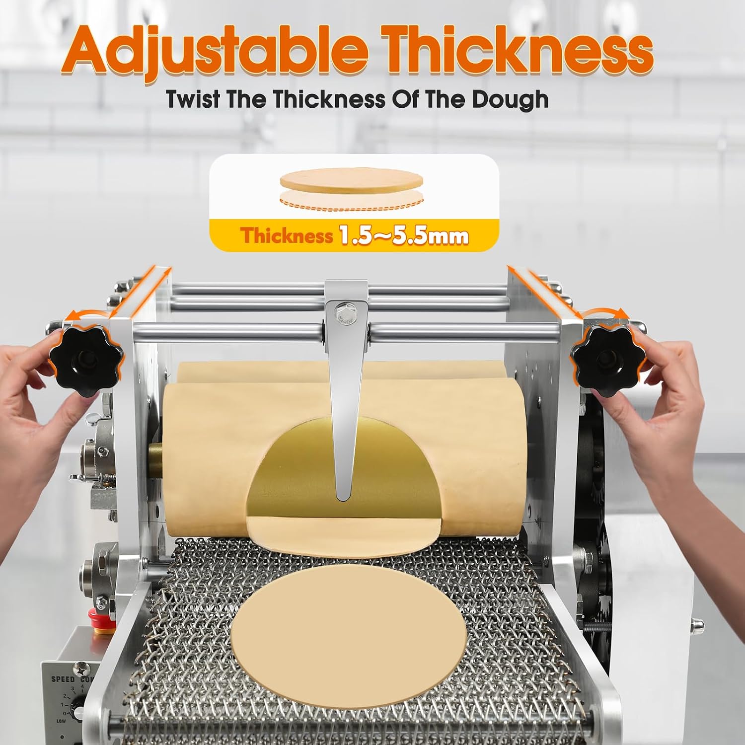 Electric Tortilla Maker, Automatic Corn Tortilla Making Machine with Non-Stick Coating & 2 Molds(4in/6in), Customize Thickness (1.5-5mm), Chapatti Machine for Sopes Roti Pita Tortilla Pizza