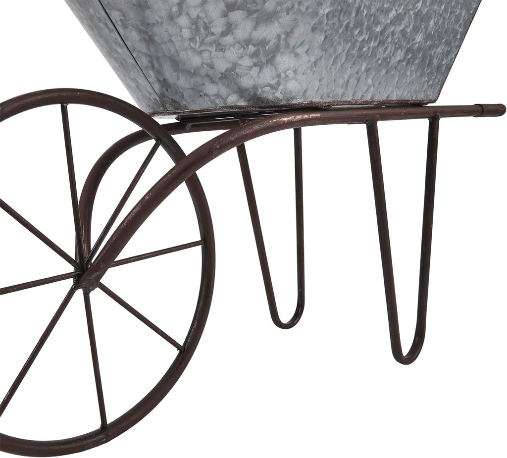 Alpine Corporation MCC574 Outdoor Floor Galvanized Shovel Pitcher Bucket Fountain, 41' Vintage Garden Water Feature, Patio & Backyard Décor, Gray