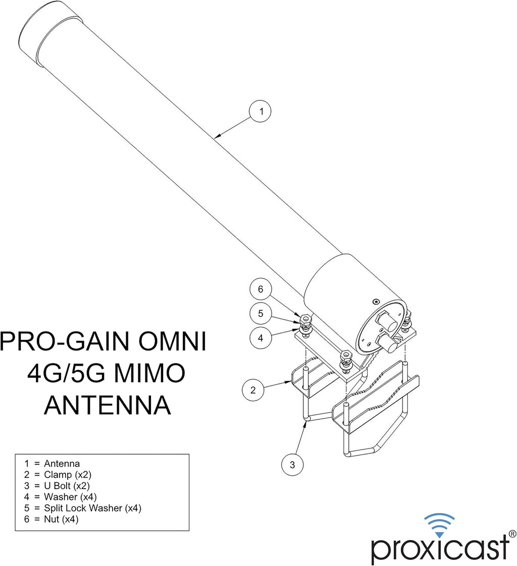 Proxicast Pro-Gain 4G / 5G MIMO Antenna - Wide-Band Omni-Directional for Cellular Modems & Routers on Verizon, ATT, T-Mobile, Telus, Bell Canada, Rogers, Movistar, Telcel, Claro (ANT-127-05M Carbon)