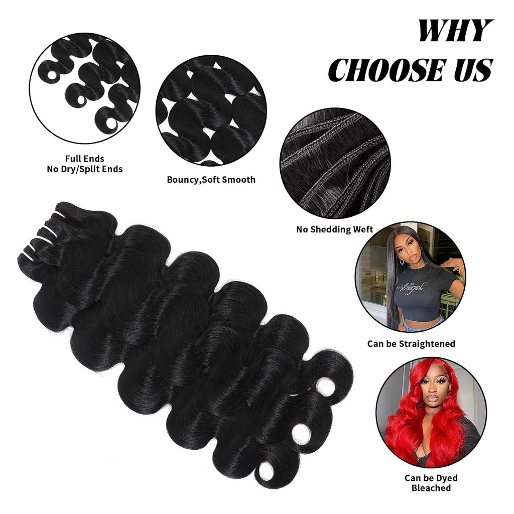 15A Raw Indian Human Hair Bundles Body Wave Bundles Human Hair,Triple Lifespan Virgin Remy Hair,No Tangle Shedding,Keep Texture Silky Soft After Multiple Washes (3 Bundles Natural Black, 14 16 18)