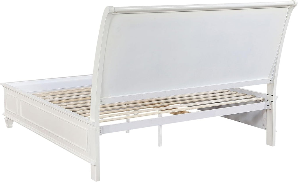 Coaster Home Furnishings Sandy Beach Coastal 5-Piece Bedroom Set Eastern King Size Storage Panel Bed Frame 57-inch Headboard Cream White 201309KE-S5