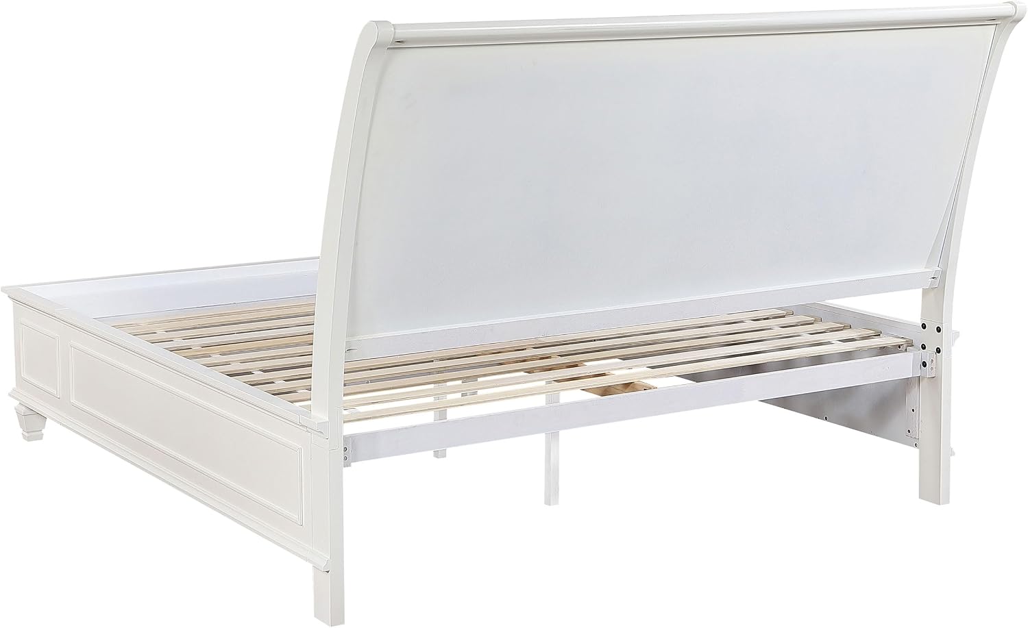 Coaster Home Furnishings Sandy Beach Coastal 5-Piece Bedroom Set Eastern King Size Storage Panel Bed Frame 57-inch Headboard Cream White 201309KE-S5