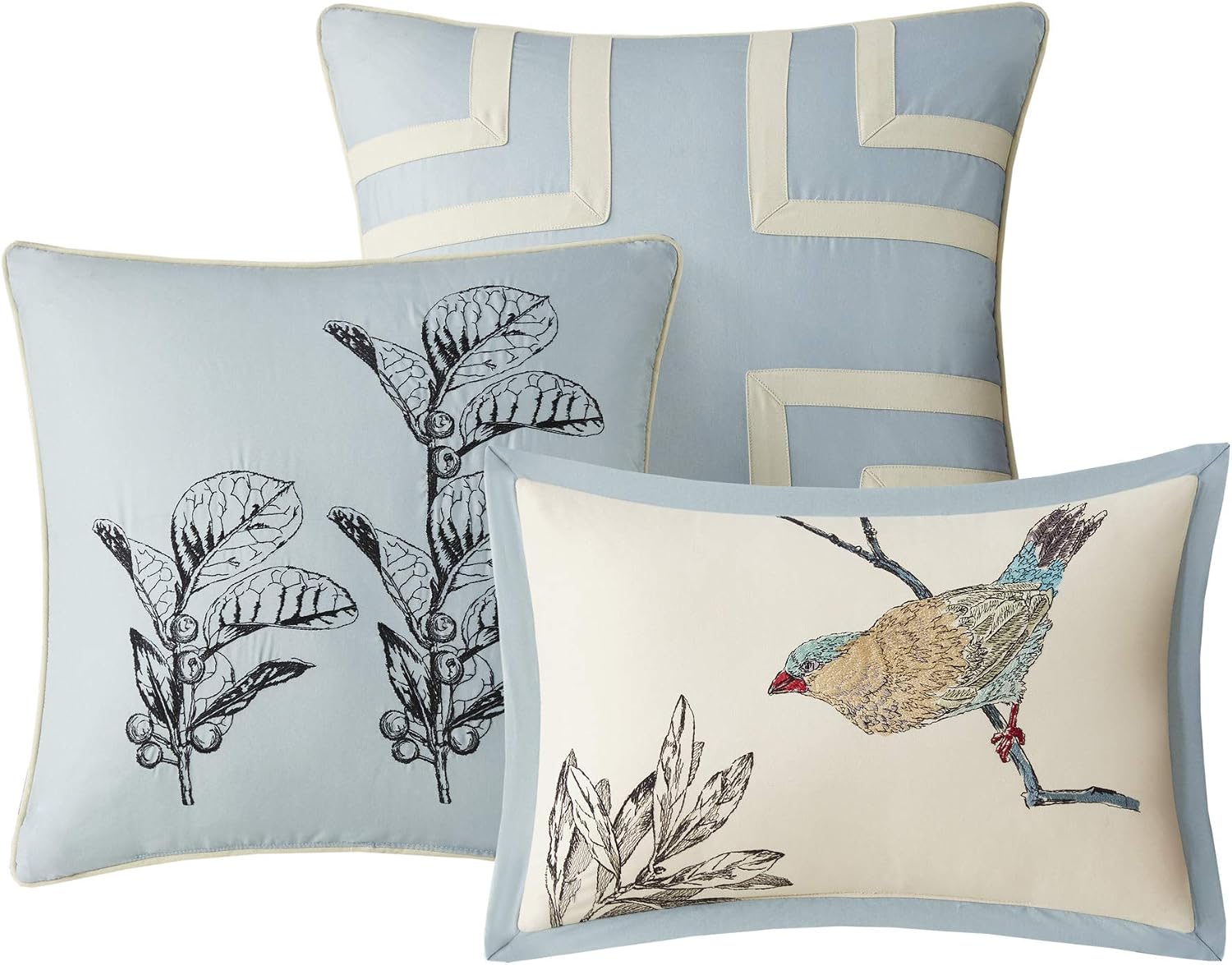 Madison Park Quincy Cozy Comforter Nature Scenery Design - All Season Bedding, Matching Bed Skirt, Decorative Pillows, Quincy, Leaf & Bird Khaki King(104'x92') 7 Piece