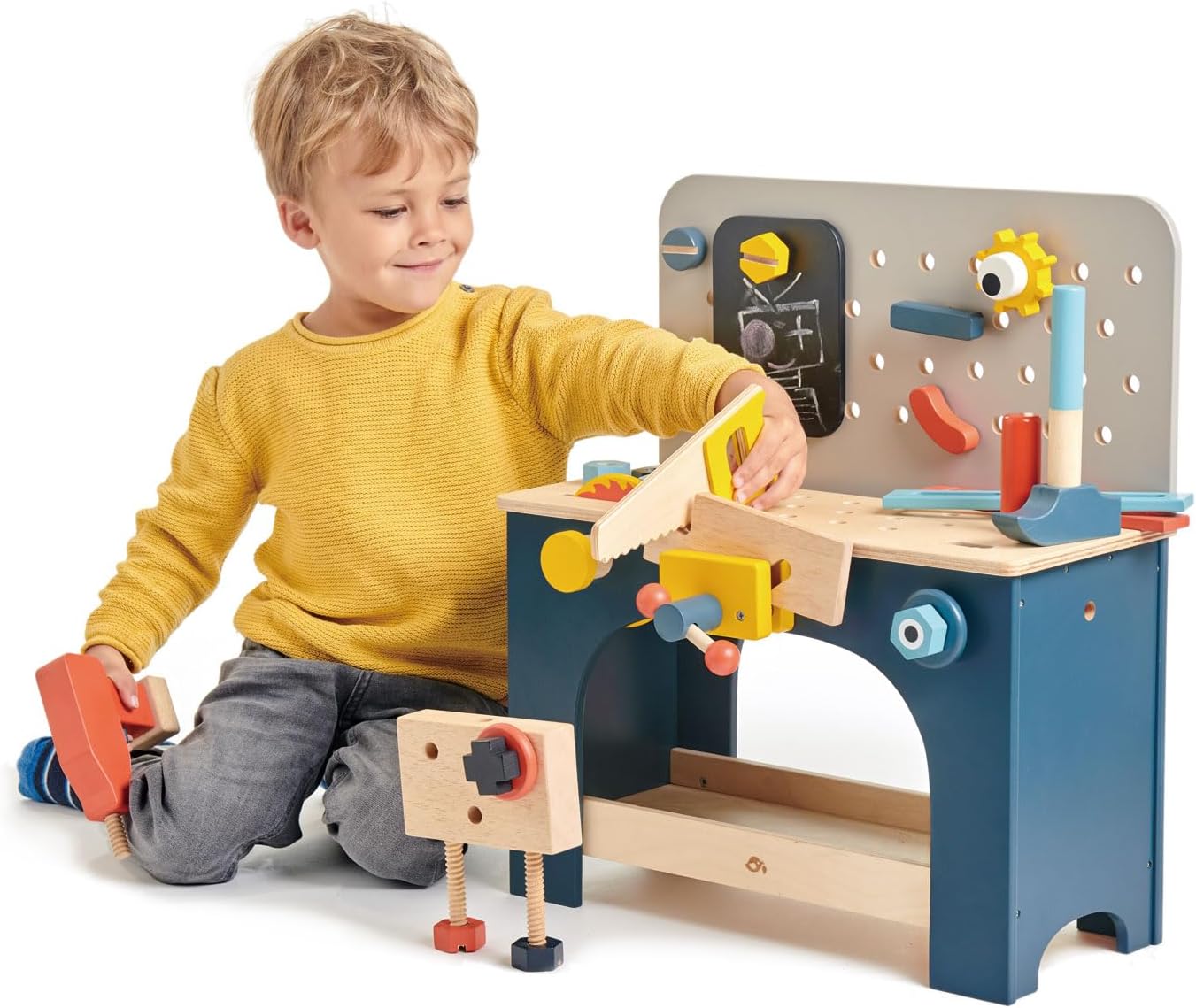 Tender Leaf Toys - Tabletop Tool Bench - Construction Building Play Set for Kids - Encouraging Logical Thinking, Inspire Imaginative Play and Pretend Play for Age 3+