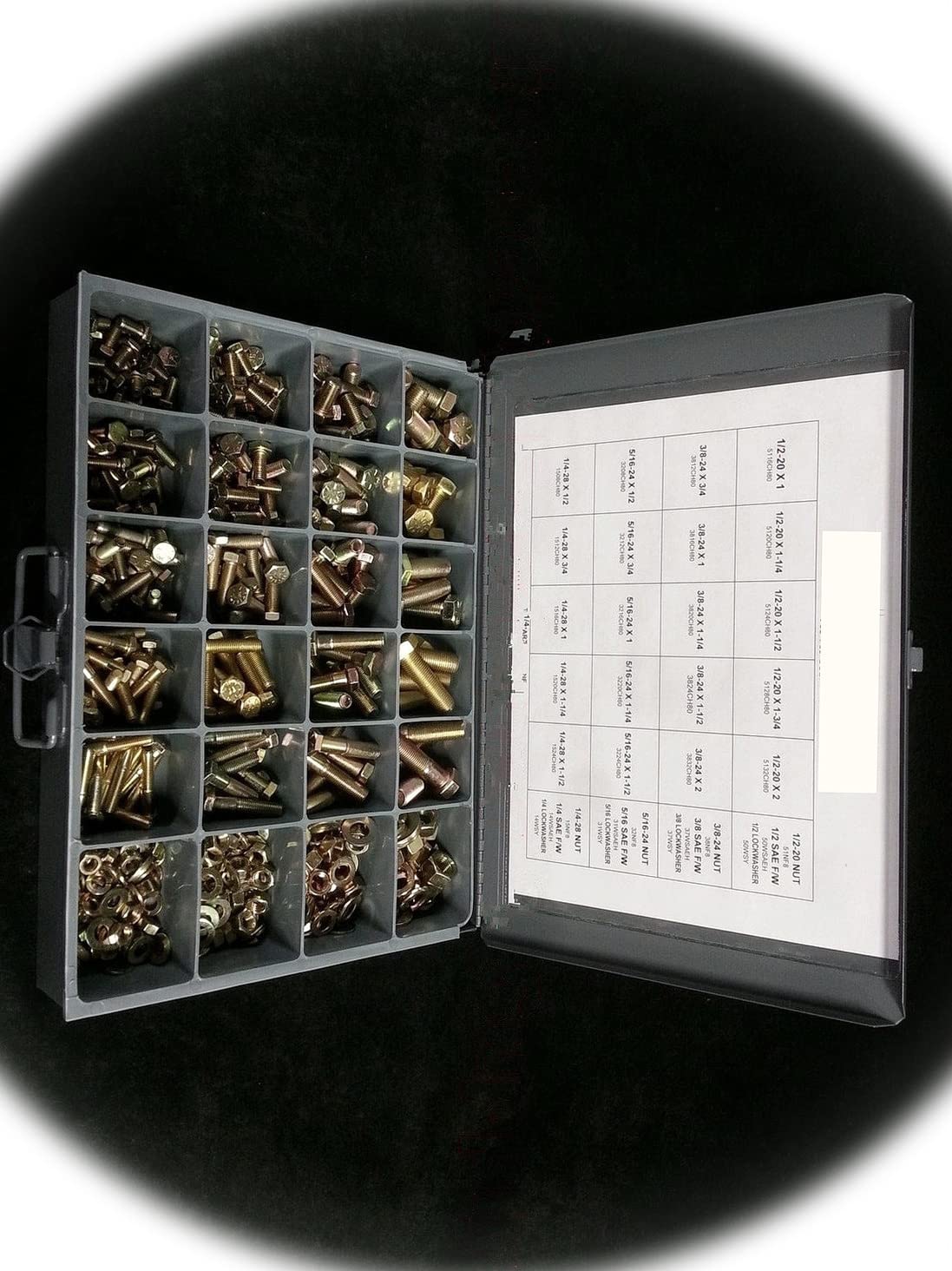 Grade 8 FINE Thread Bolt NUT & Washer Assortment KIT 490 Pieces Multi-Purpose Comprehensive Hardware Fastener Assortment Kit Cit00912Riv