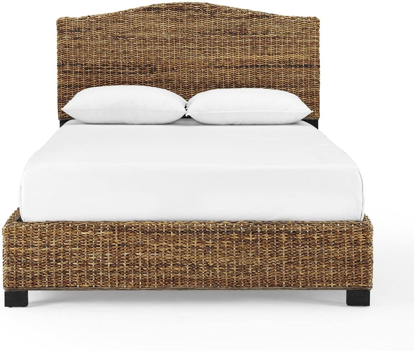 HomeStock Lakeside Living Bed Set, Queen Size, Natural, Steel, Wood Finish Banana Leaf - 86' L x 66.75' W x 52.75' H
