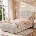 Twin Bed Frame with Headboard, Boucle Bed Frame, Soft Upholstered Platform Cloud Bedframe with Footboard, Solid Wood Legs, Solid Wooden Slats Support, No Box Spring Required, Easy Assembly