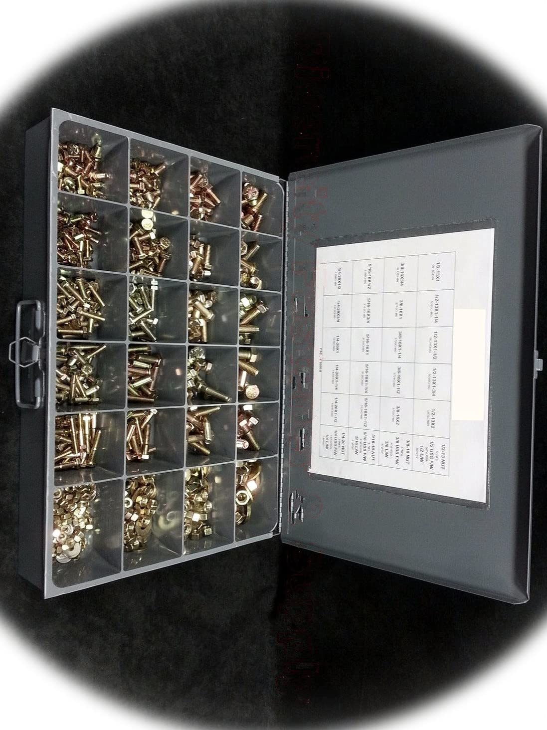 Grade 8 NUT Bolt & Washer Assortment KIT Screws 1000 Pieces Multi-Purpose Comprehensive Hardware Fastener Assortment Kit Cit00608Riv