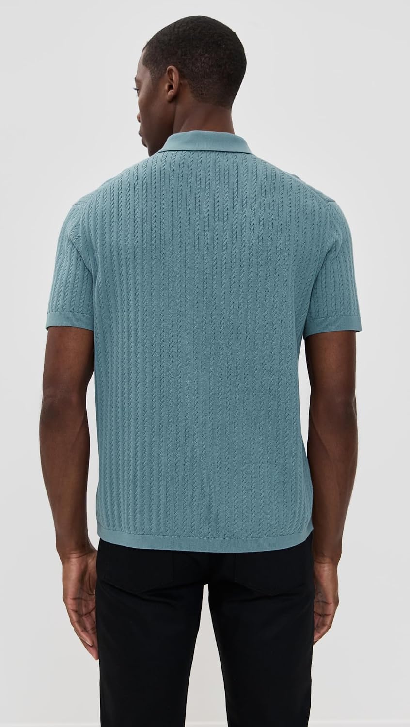 Theory Men's Short Sleeve Cable Polo