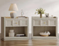 SICOTAS Night Stand Set 2, 26' Wide Nightstands with Drawer, Large Queen Size Nightstands Set of 2, Modern Bedside Table for Bedroom, Side End Table, Grey White Oak