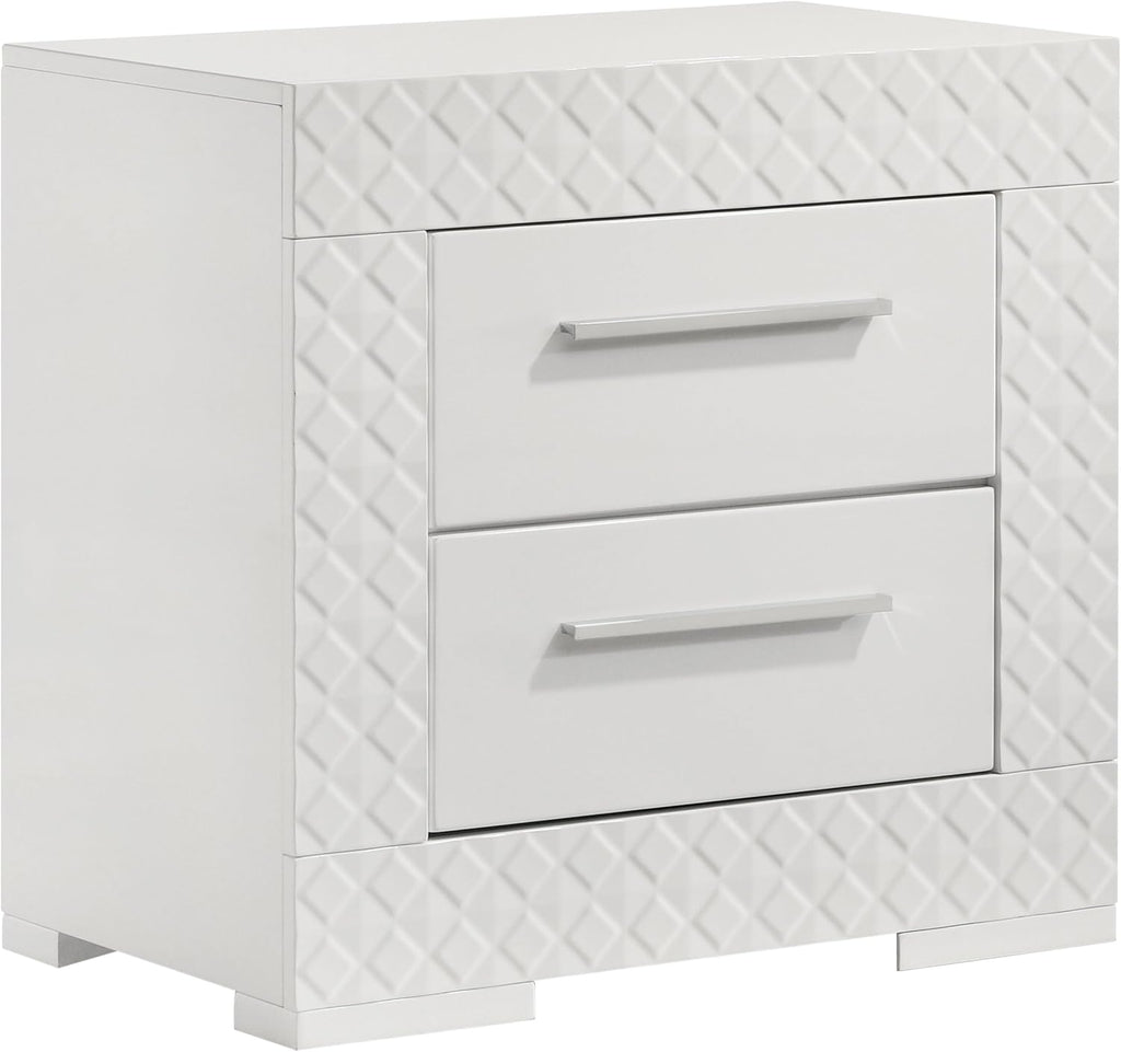 Coaster Home Furnishings Ives Contemporary 5-Piece Bedroom Set Queen Size LED Panel Bed Frame 57-inch Headboard White High Gloss 224941Q-S5