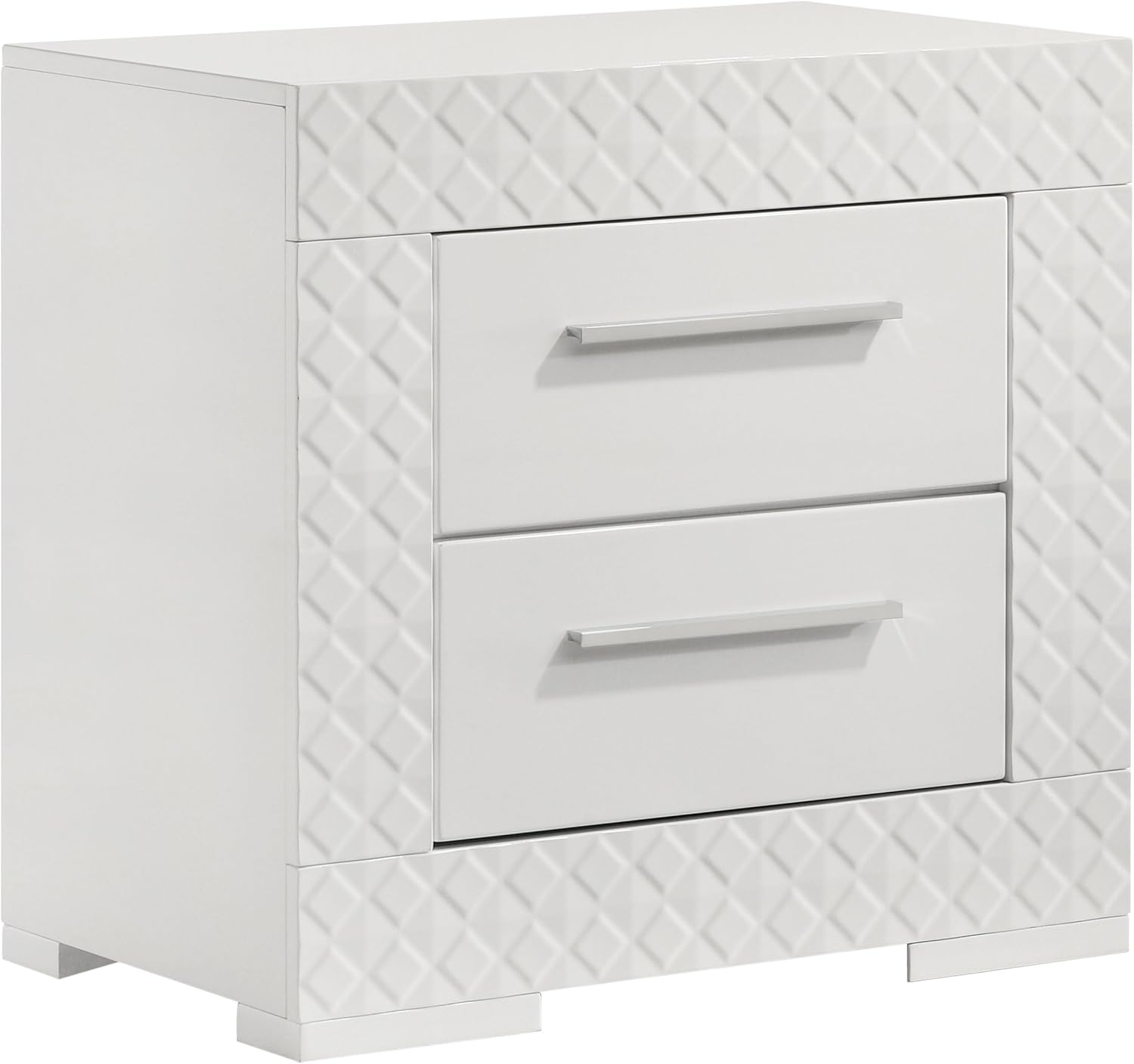 Coaster Home Furnishings Ives Contemporary 5-Piece Bedroom Set Queen Size LED Panel Bed Frame 57-inch Headboard White High Gloss 224941Q-S5