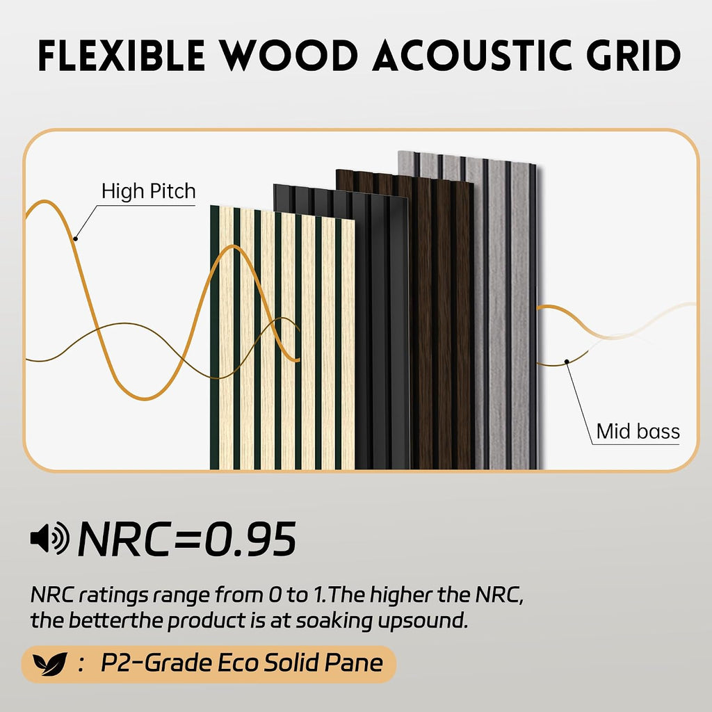 4 Pack Wood Panels for Wall, 47.2'×23.6' Wood Slat Acoustic Panels for Wall, Soundproof Panels, 3D Fluted Panels for Interior Decor (Dark Walnut)