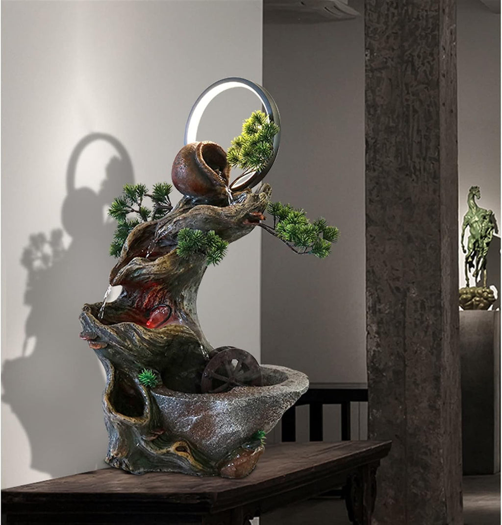 Indoor Water Fountain Tabletop Fountains Desktop Landscape Ornaments with Aperture Office Micro Landscape Landscaping Small Rockery Flowing Water Fountain Home Decoration Meditation Fountain