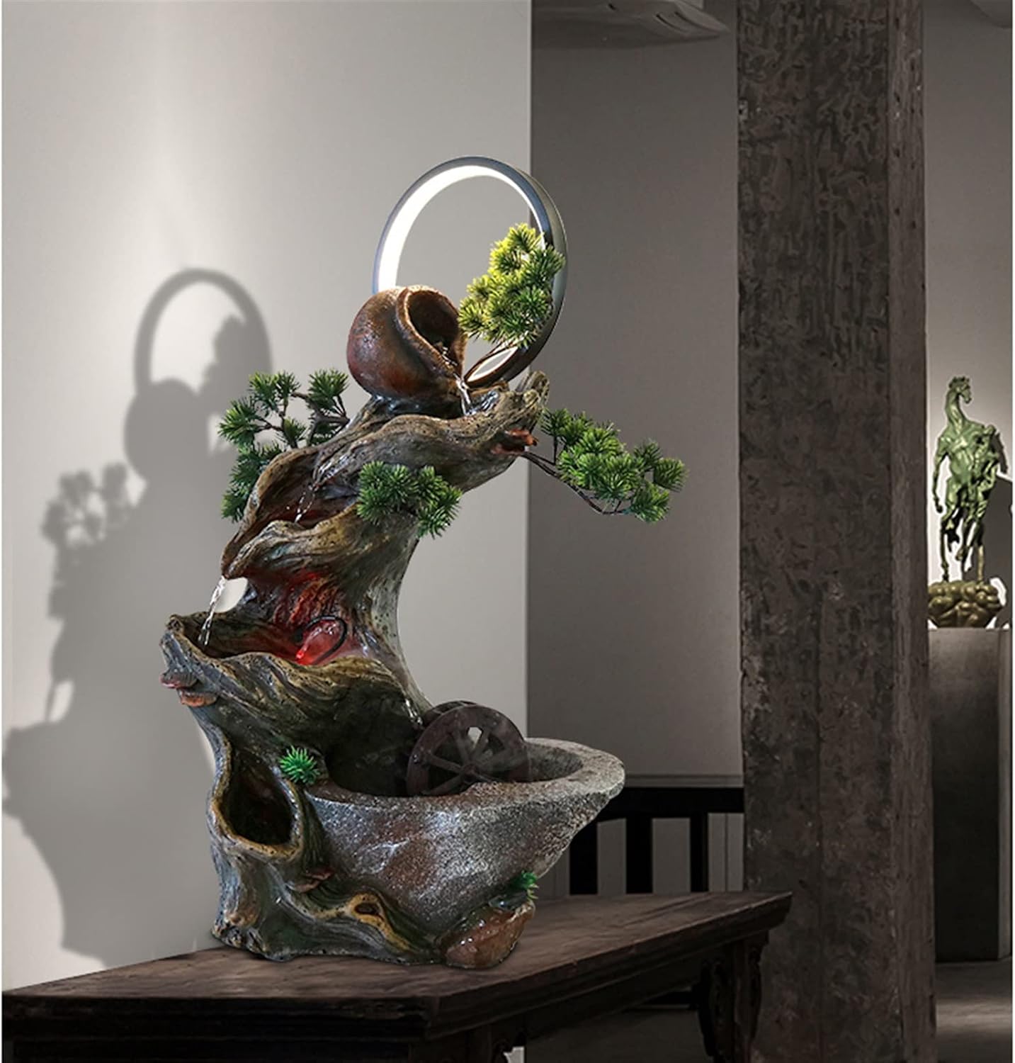 Indoor Water Fountain Tabletop Fountains Desktop Landscape Ornaments with Aperture Office Micro Landscape Landscaping Small Rockery Flowing Water Fountain Home Decoration Meditation Fountain