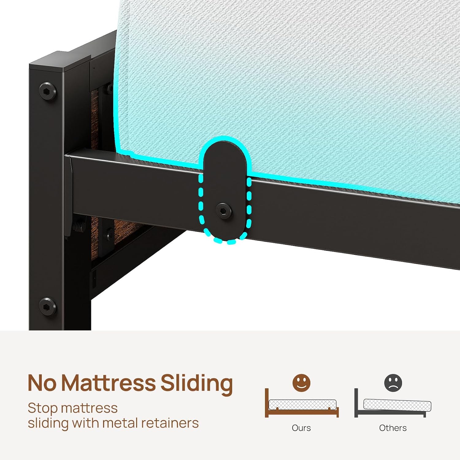 Rolanstar Bed Frame Queen Size with Charging Station and LED Lights, Upholstered Storage Headboard with Drawers, Heavy Duty Metal Slats, No Box Spring Needed, Easy Assembly, Rustic Brown