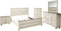 Roundhill Furniture Imerland Contemporary White Wash Finish 5 Piece Bedroom Set