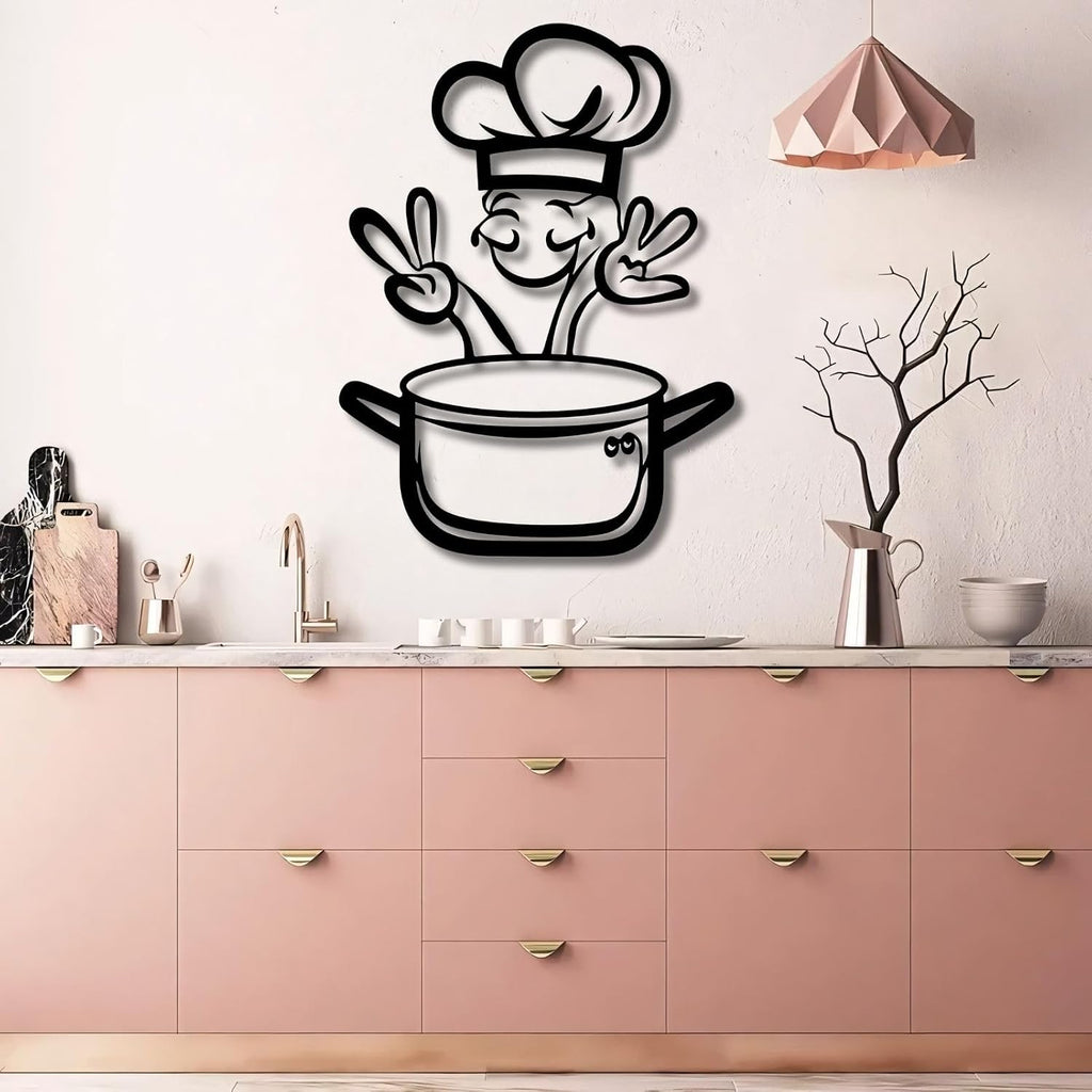 KingGenius Kitchen Metal Wall Art,Chef Restaurant Wall Decor,Home Kitchen Gifts (Black, 22'x30'/56x76cm, Metal Wall Art)