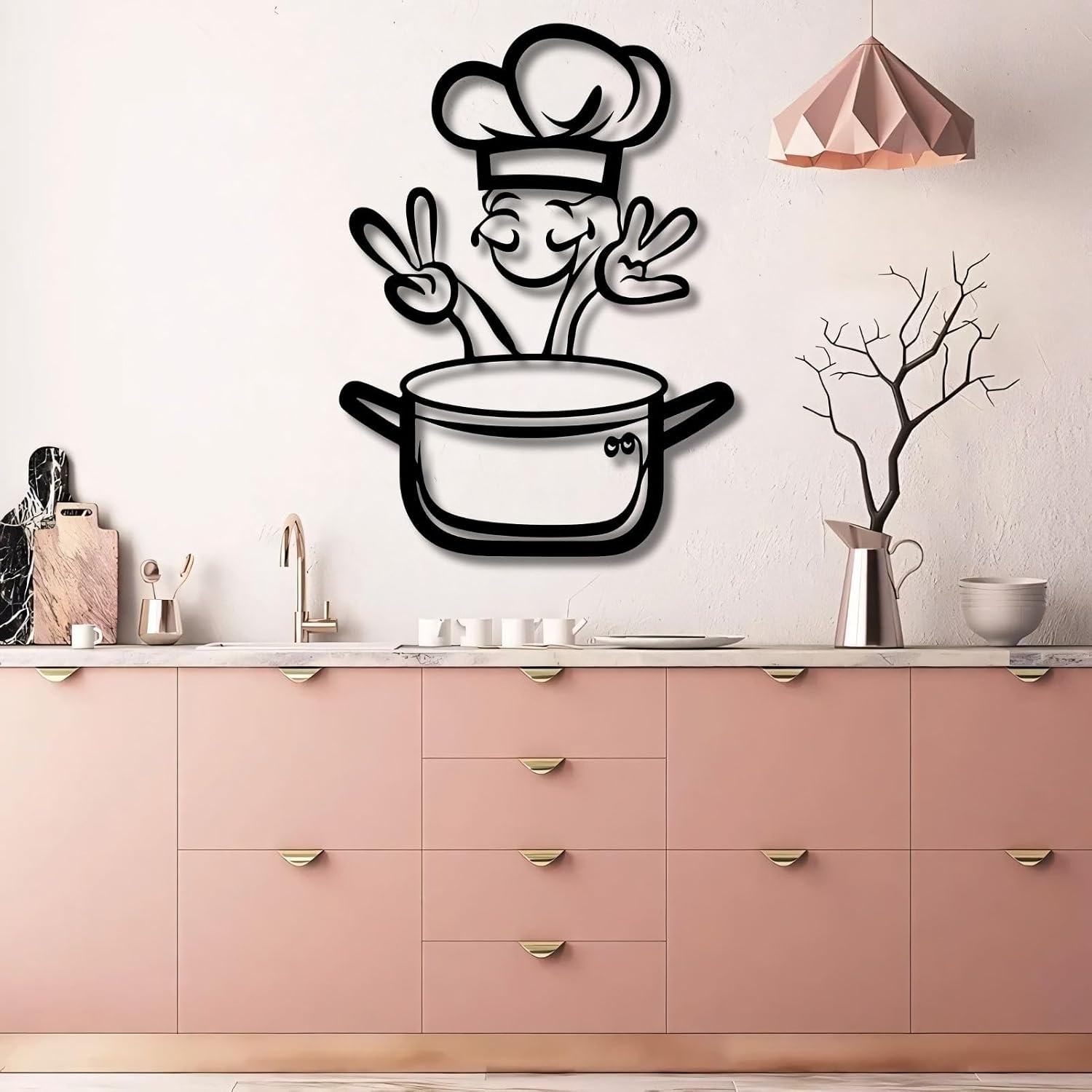 KingGenius Kitchen Metal Wall Art,Chef Restaurant Wall Decor,Home Kitchen Gifts (Black, 22'x30'/56x76cm, Metal Wall Art)