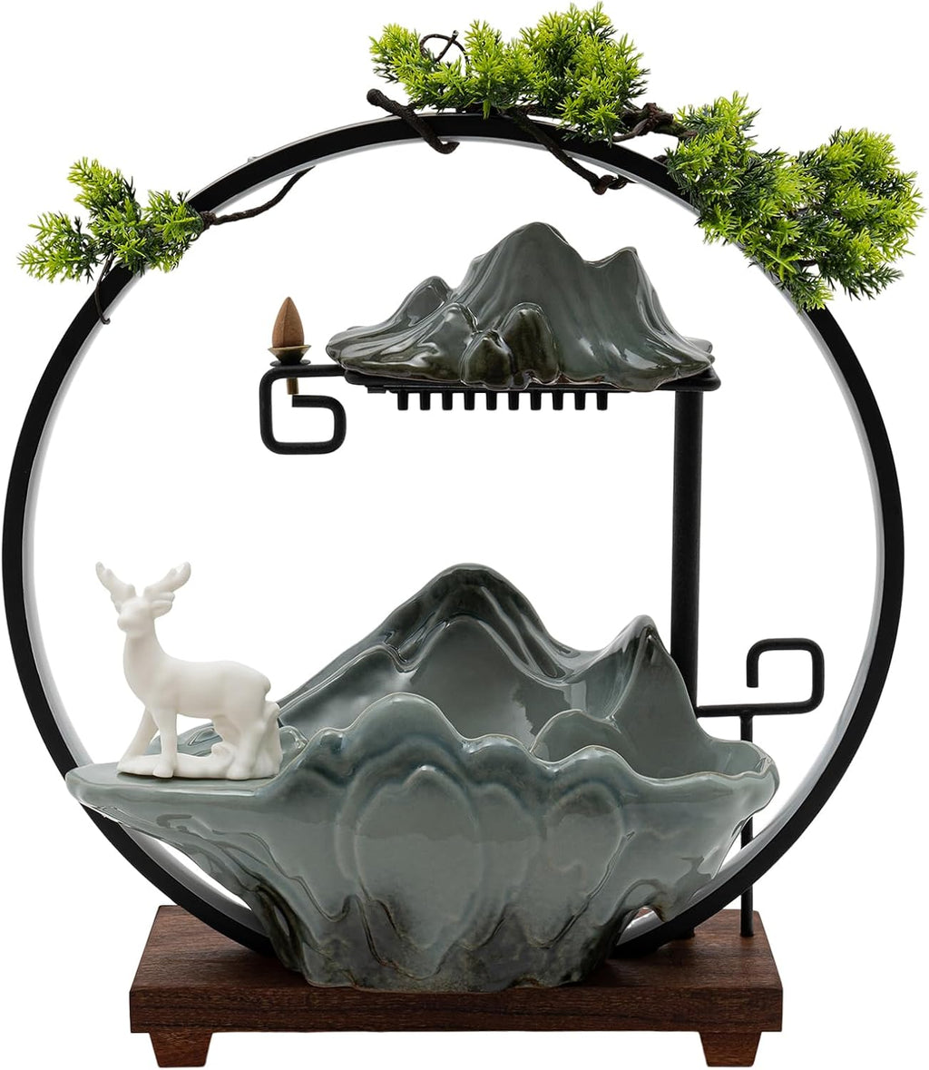 Indoor Tabletop Waterfall Ornament, Rockery Stream Tabletop Fountain, Waterfall Fountain Ornament for Home Office Decor or Home Office Bedroom Decoration