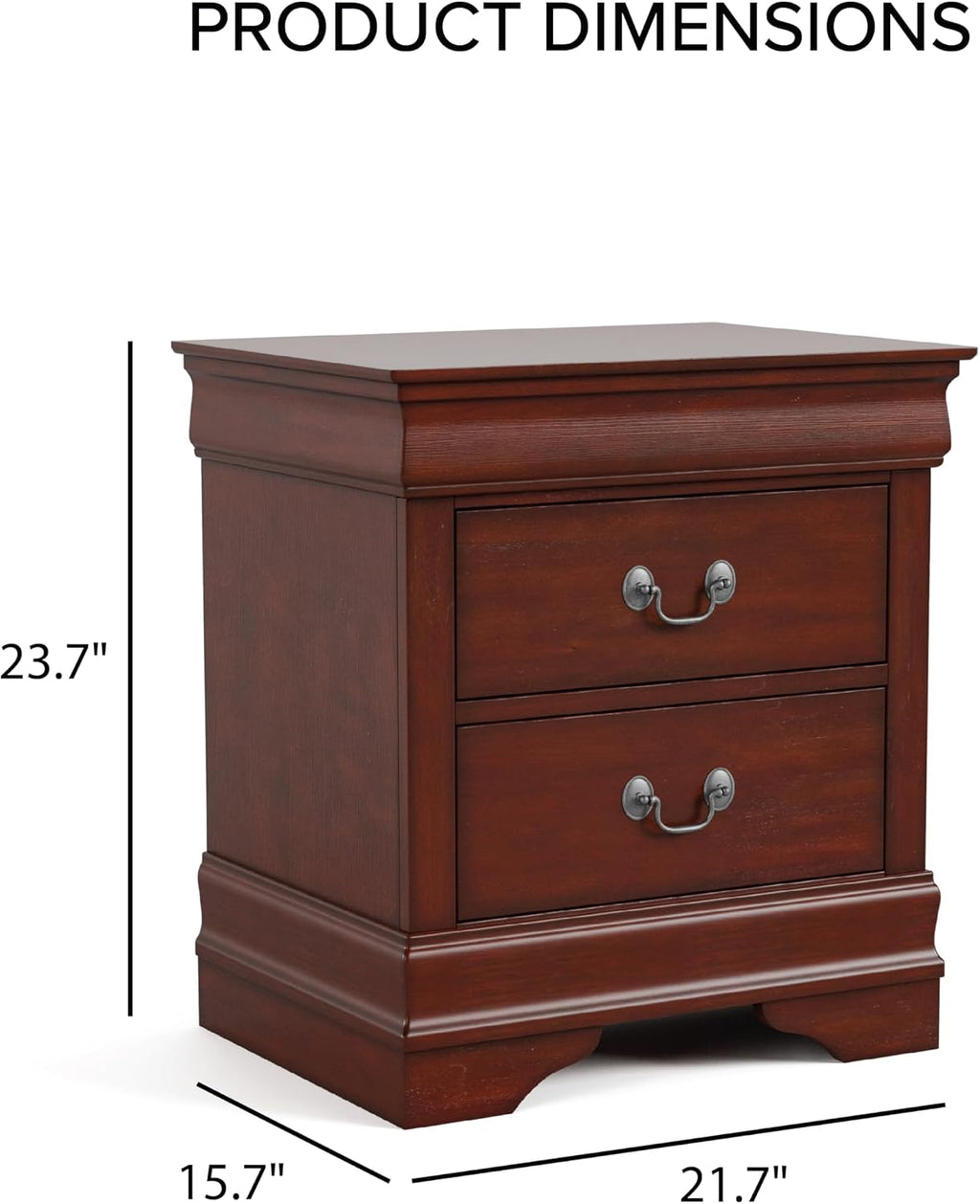 Furniture of America Arabella Traditional Solid Wood 3 Piece Bedroom Set, Queen Bed Frame and Nightstands Set of 2, Chic Sleigh Design Bedframe with Headboard and Footboard, Box Spring Needed, Cherry