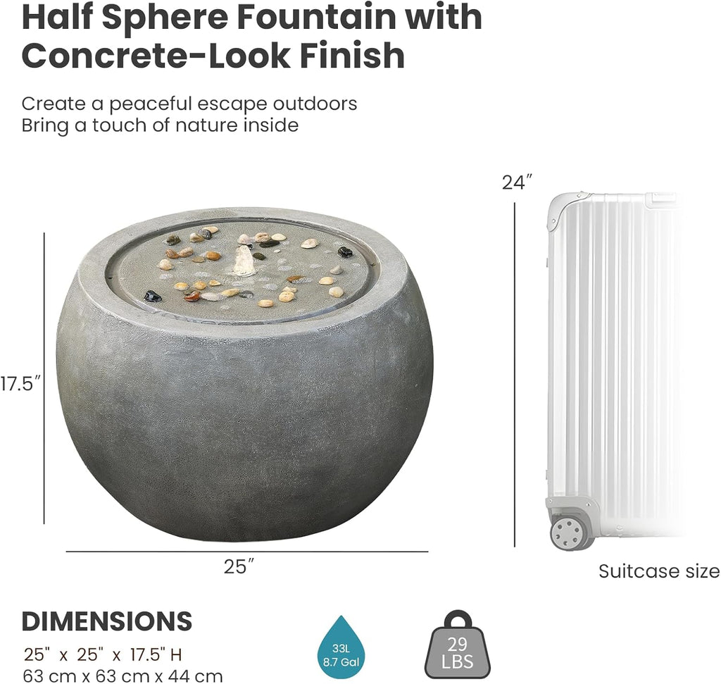 Tankana Solar Water Fountain Outdoor Garden Bubbler Large Water Feature Outdoor Fountains Solar Powered with Pebbles for Patio Deck Yard Home Decor Gray, 25 'L X 25' W X 17.5' H