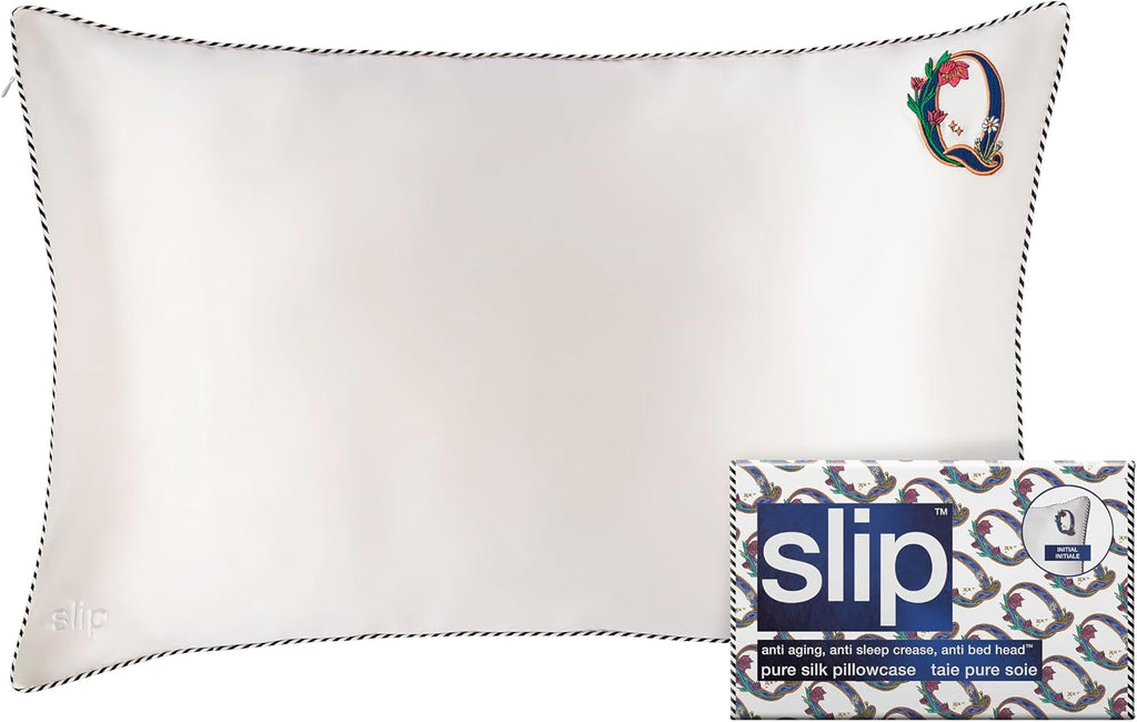slip The Original Queen Pure Silk Pillow Case - 100% Pure 22 Momme Mulberry Silk - Queen Standard Size - Anti-Aging, Anti-BedHead, Anti-Sleep Crease, Initial Collection: Letter Q (20' x 30')