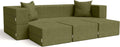 Jaxx Zipline Convertible Sleeper Sofa & Three Ottomans/California King-Size Bed, Moss