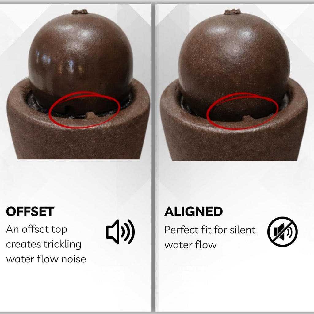 XBrand 25.98' H Round Stone Indoor/Outdoor Modern Stone Textured Sphere Water Fountain w/LED Lights, Zen Bubbling Ball Water Feature for Garden Patio Porch - Brown