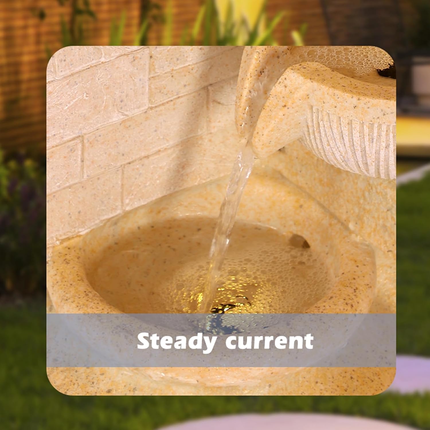 4-Tier Outdoor Indoor Water Feature Fountain, 32' H Indoor Cascading Waterfall with 3 LED Lights, Floor Standing Garden Fountain for Garden, Deck, Backyard, Patio, Yard (Yellow)