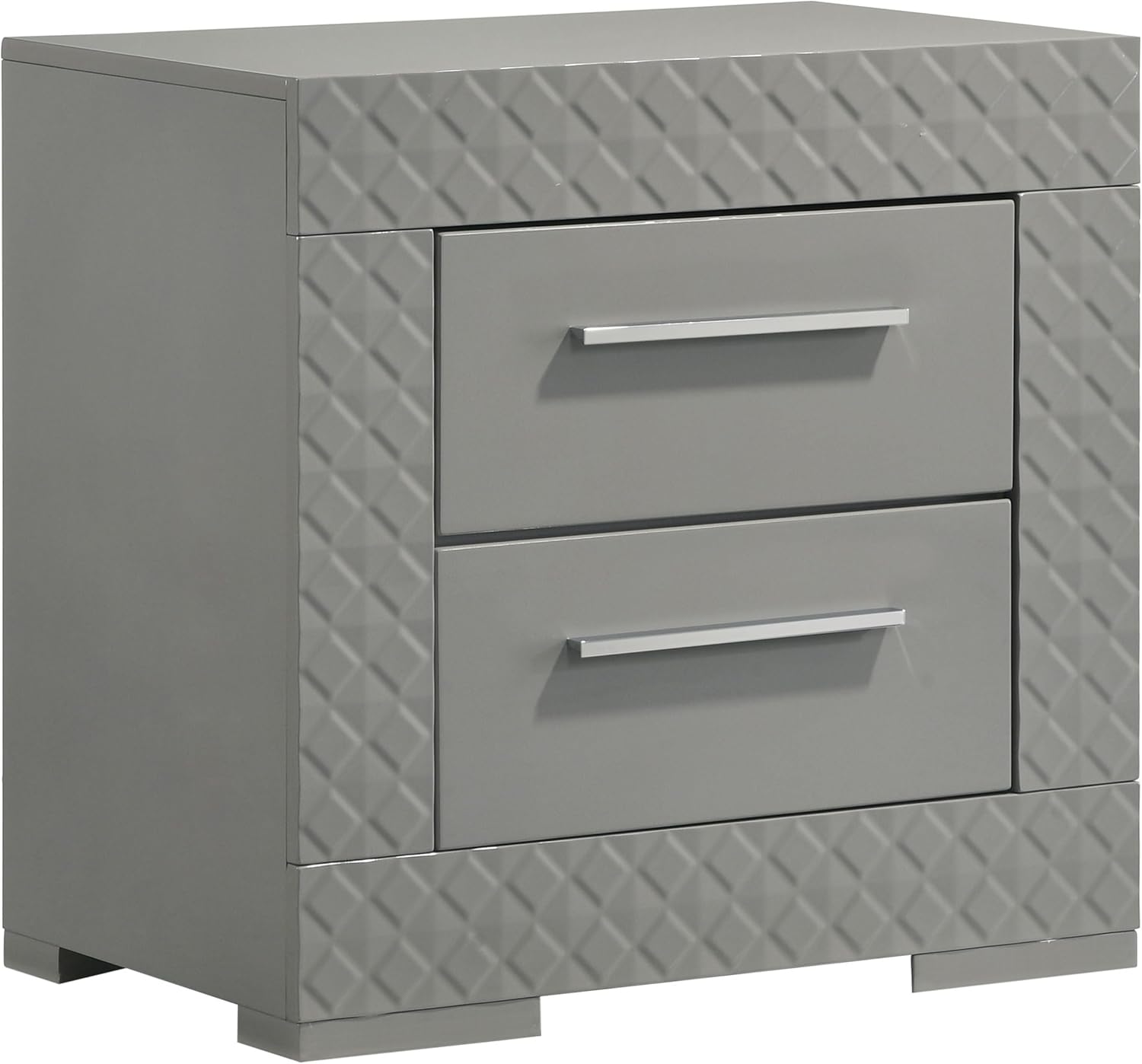 Coaster Home Furnishings Ives Contemporary 5-Piece Bedroom Set Queen Size LED Panel Bed Frame 57-inch Headboard Grey High Gloss 224971Q-S5