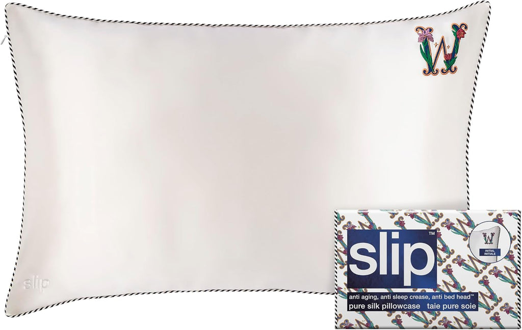 slip The Original Queen Pure Silk Pillow Case - 100% Pure 22 Momme Mulberry Silk - Queen Standard Size - Anti-Aging, Anti-BedHead, Anti-Sleep Crease, Initial Collection: Letter W (20' x 30')